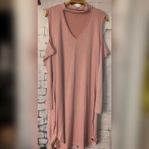 Pink cold shoulder dress